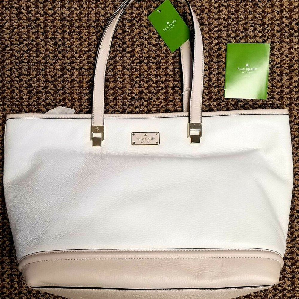 Kate Spade Taren Oliver Street Cream Leather Tote